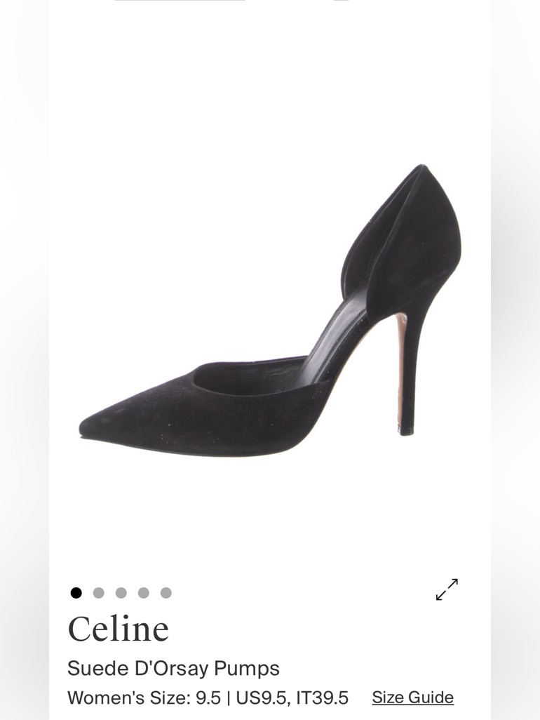 Celine Black Suede D'orsay Stiletto Pumps 39.5